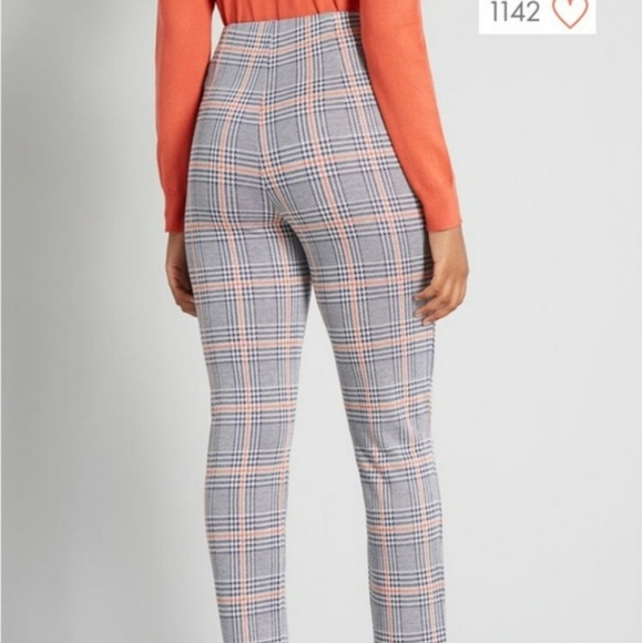 Modcloth Flare and Now Gingham Plaid Houndstooth Pull On Stretch Pants Size 2X - Picture 2 of 8
